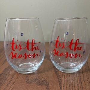 Festive Stemless Wine Glasses